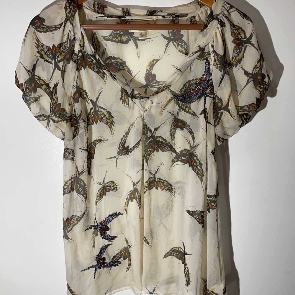 Anthropologie Moulinette Souers sheer bird top